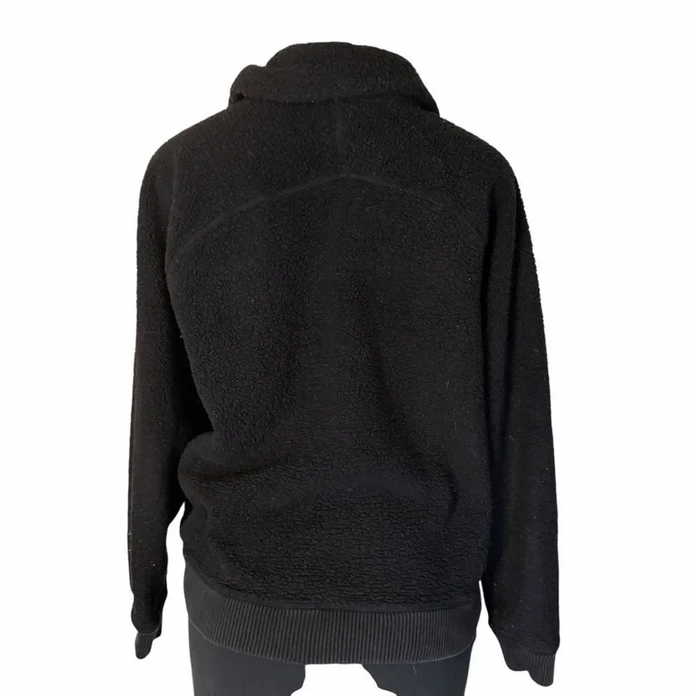 Athleta Tugga Sherpa full zip Teddy black Jacket zip pockets small